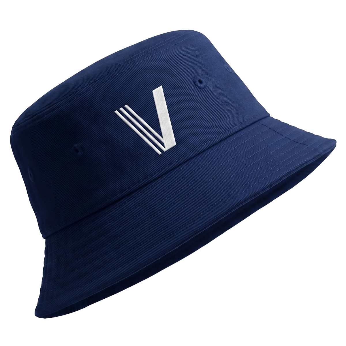 Visualsoft Store Branded Bucket Hat in navy blue with a white V logo