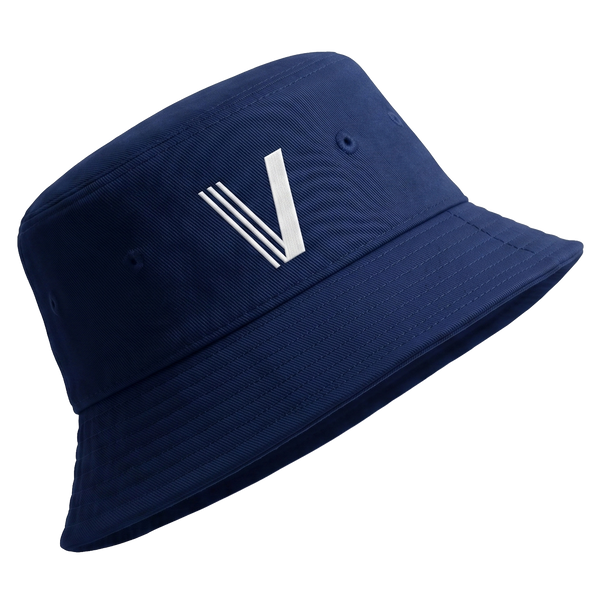 Visualsoft Store Branded Bucket Hat in navy blue with a white V logo