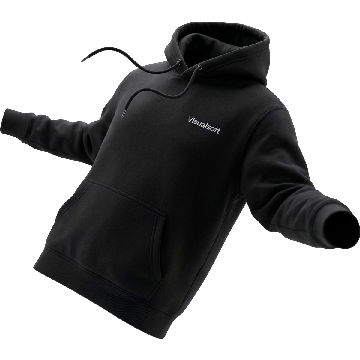 Visualsoft Store Branded Hoodie in black with white Visualsoft logo