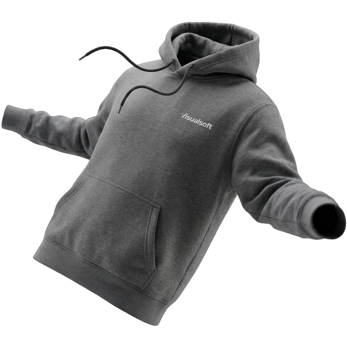 Branded Hoodie by Visualsoft Store in grey with a white logo