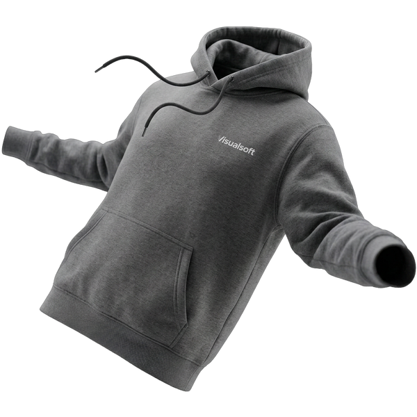 Branded Hoodie by Visualsoft Store in grey with a white logo