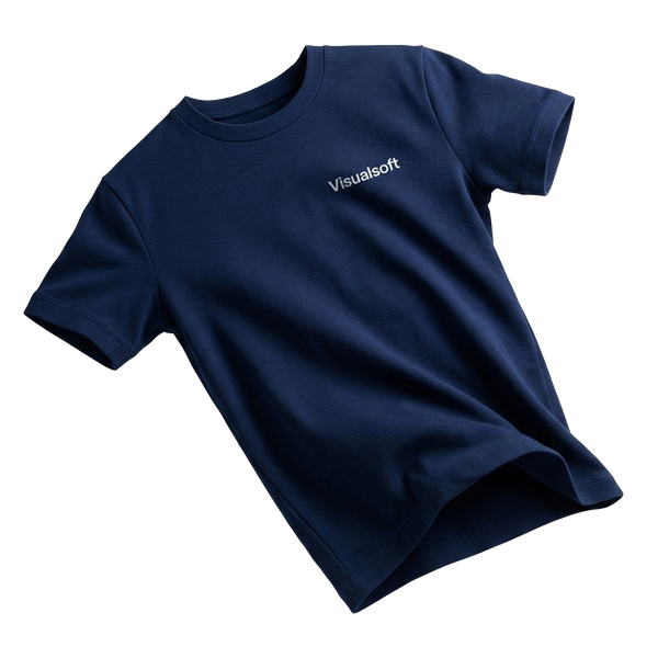 Visualsoft Store Branded Short Sleeve T-Shirt in navy blue with Visualsoft logo