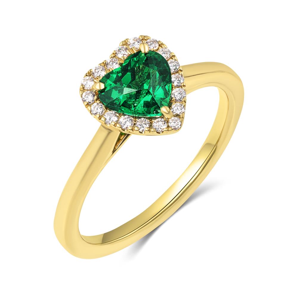 18ct Gold Heart Tsavorite & Diamond Ring