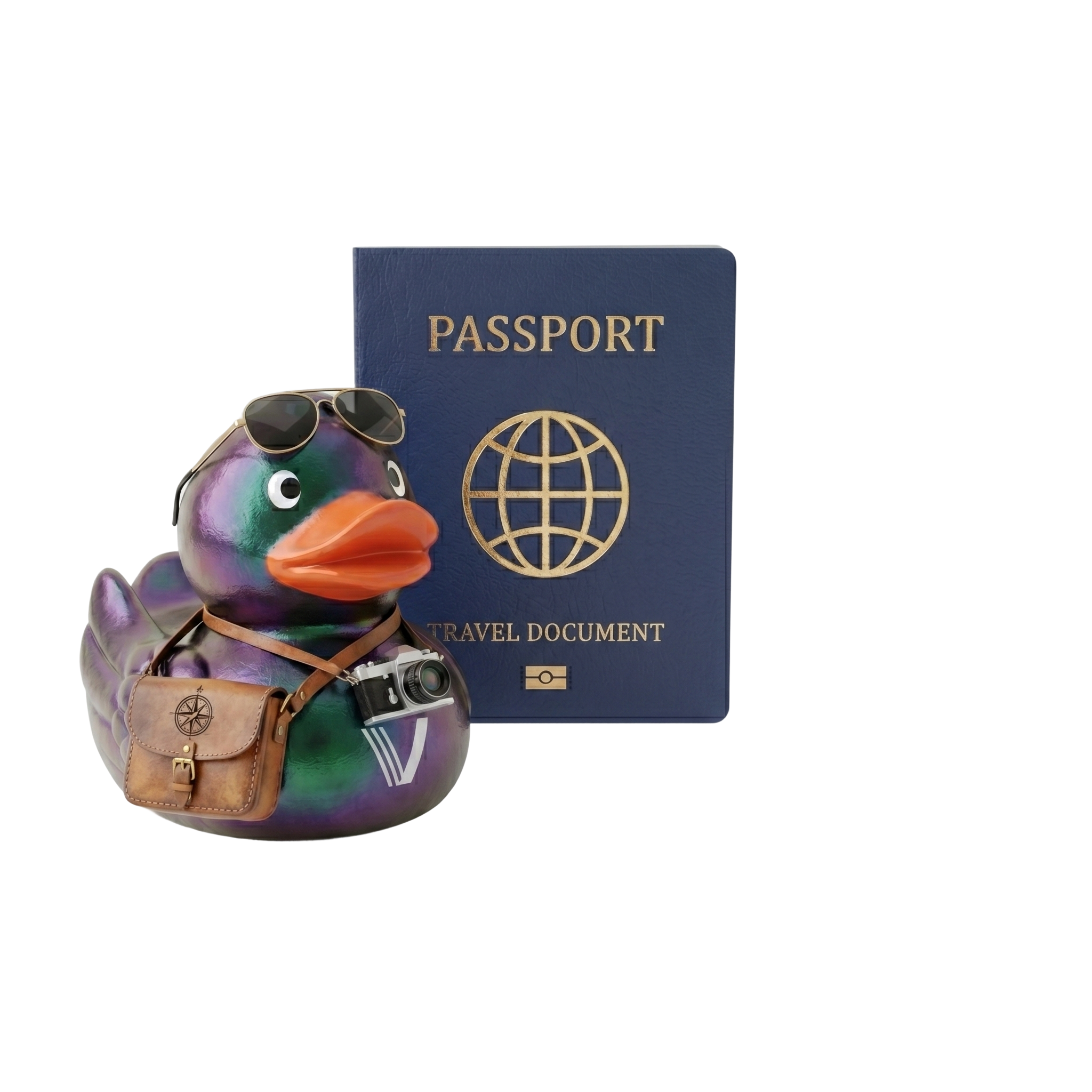 Travel duck with passport